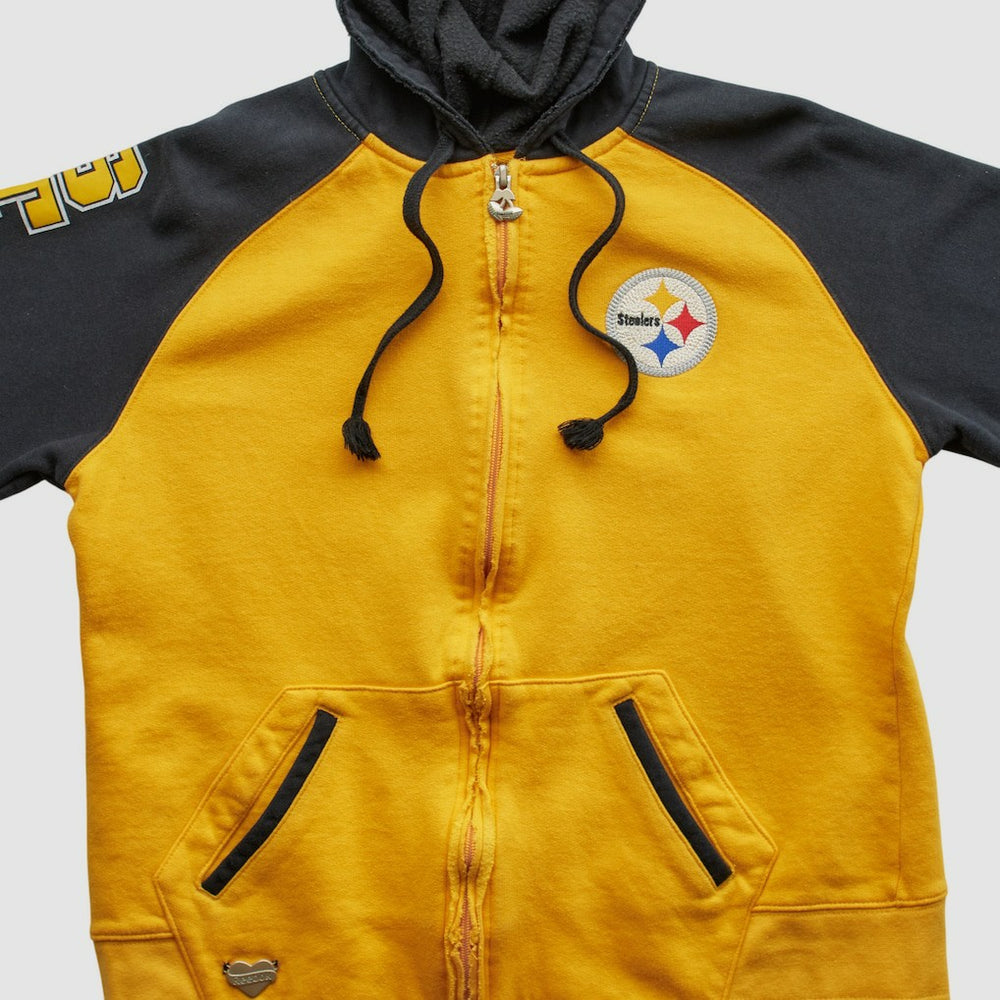 Pittsburgh Steelers Reebok 2000s Hooded Full Zip Sweatshirt Yellow Vintage