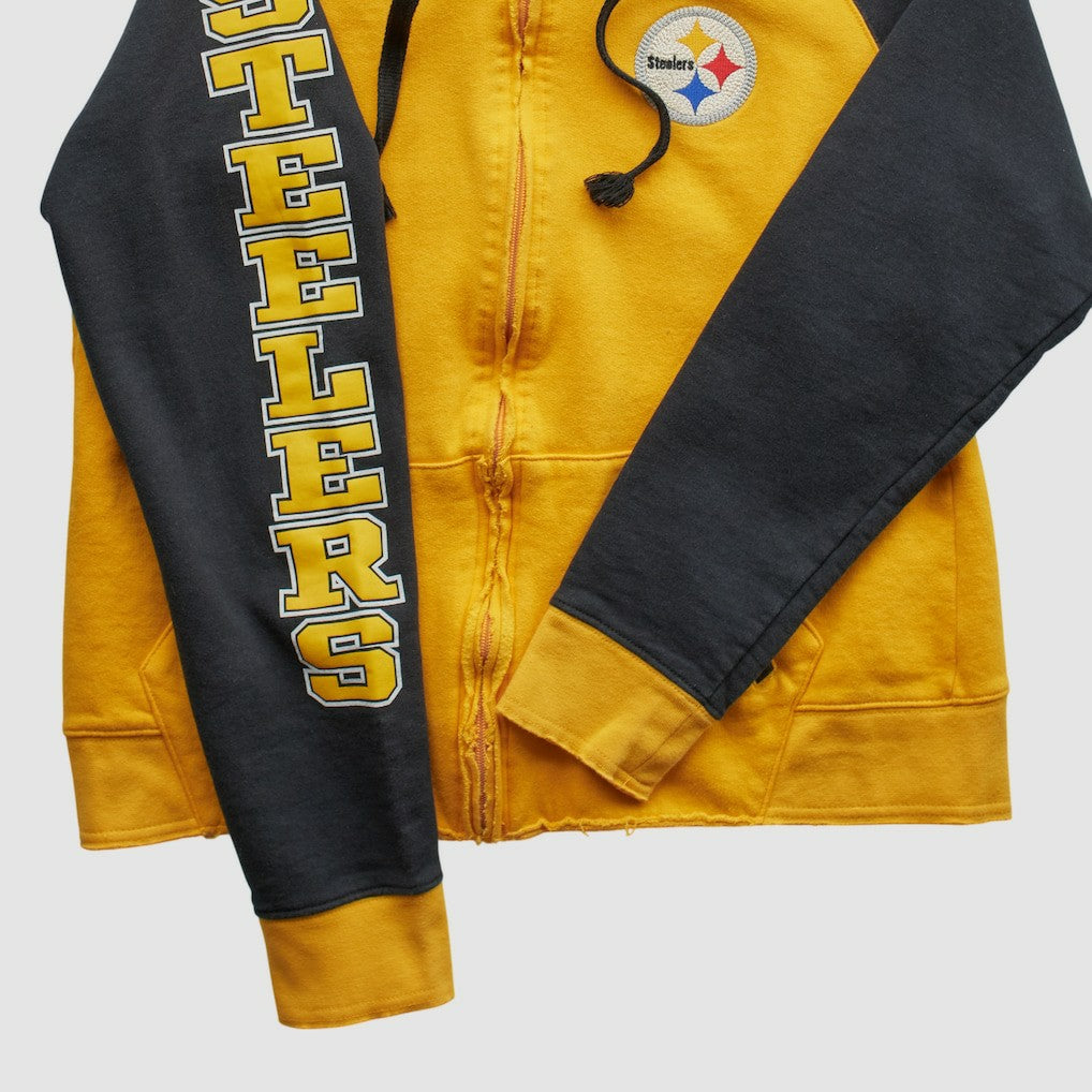 Pittsburgh Steelers Reebok 2000s Hooded Full Zip Sweatshirt Yellow Vintage
