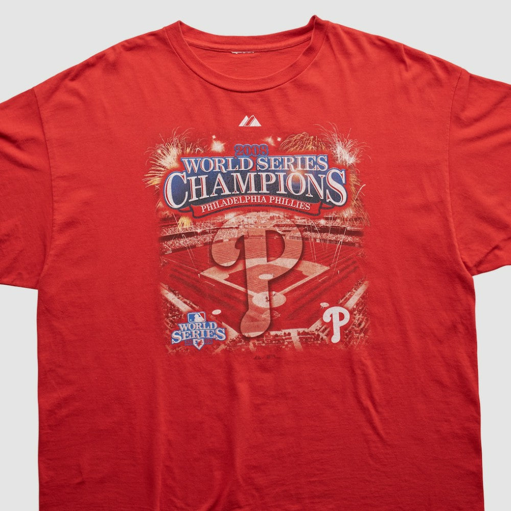 Philadelphia Phillies Majestic 2008 T-shirt - Red - XL by Fanatics Real Vintage T-shirts