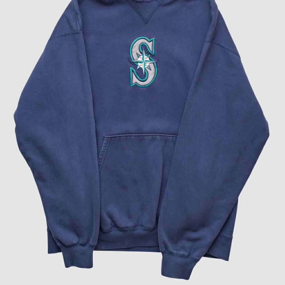 Seattle Mariners Champion 2000s Hooded Pullover Sweatshirt - Navy - M by Fanatics Real Vintage Pullover