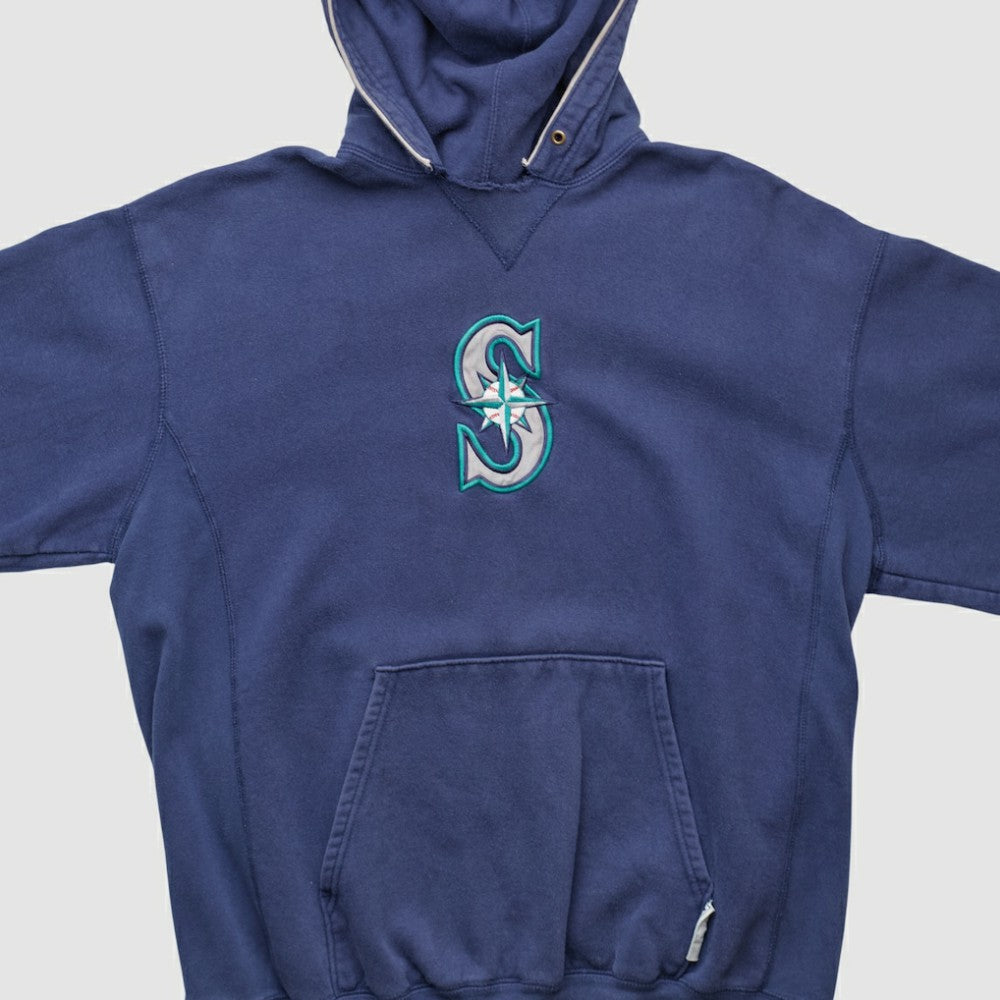 Seattle Mariners Champion 2000s Hooded Pullover Sweatshirt - Navy - M by Fanatics Real Vintage Pullover