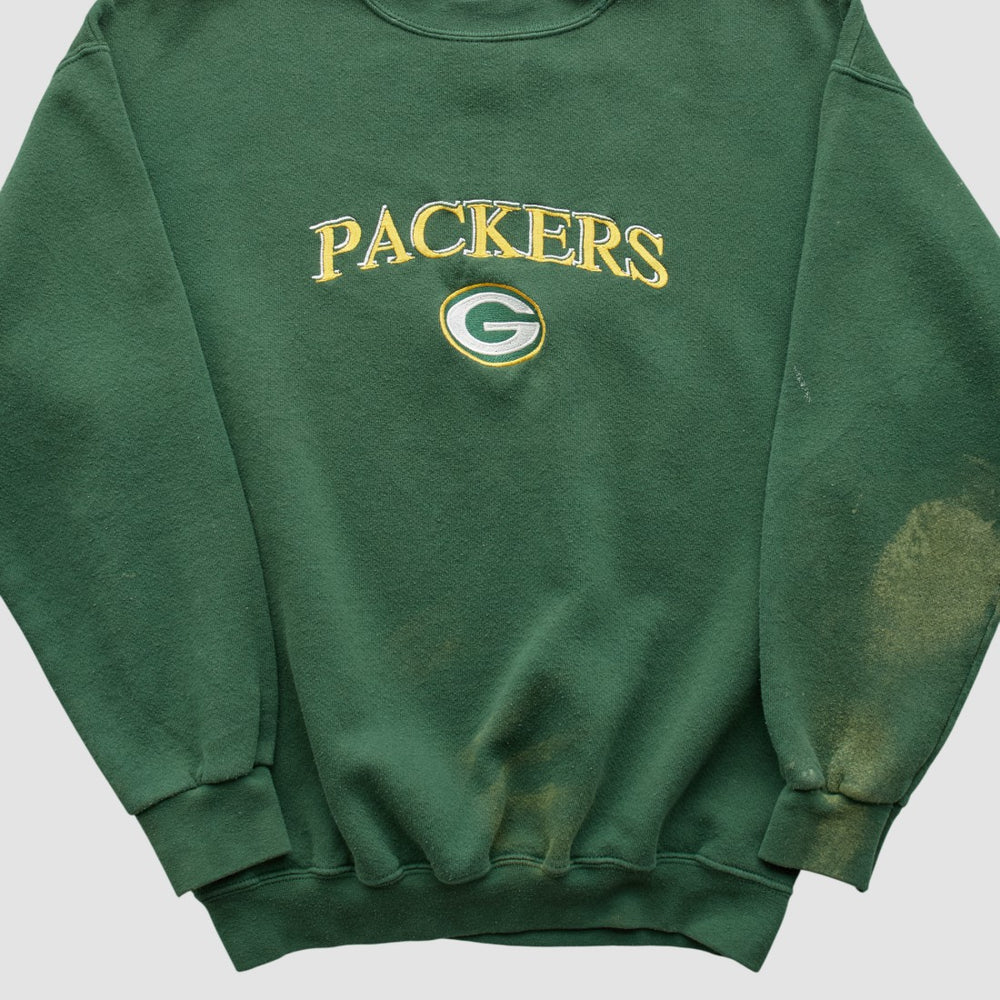 Green Bay Packers Logo Athletic Pullover Sweatshirt Green Vintage