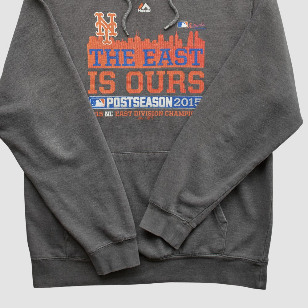 New York Mets Majestic 2015 Hooded Pullover Sweatshirt - Charcoal - XS by Fanatics Real Vintage Pullover