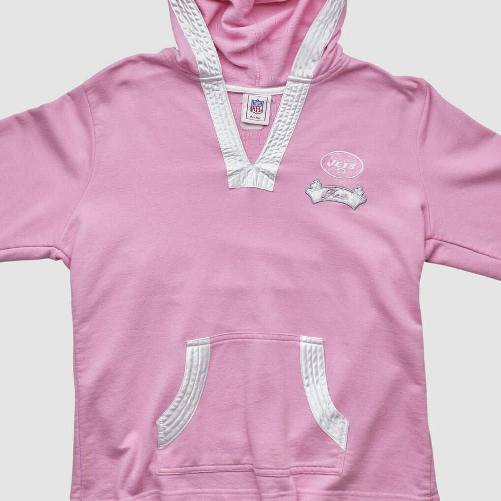 New York Jets NFL 2000s Hooded Pullover Sweatshirt Pink Vintage