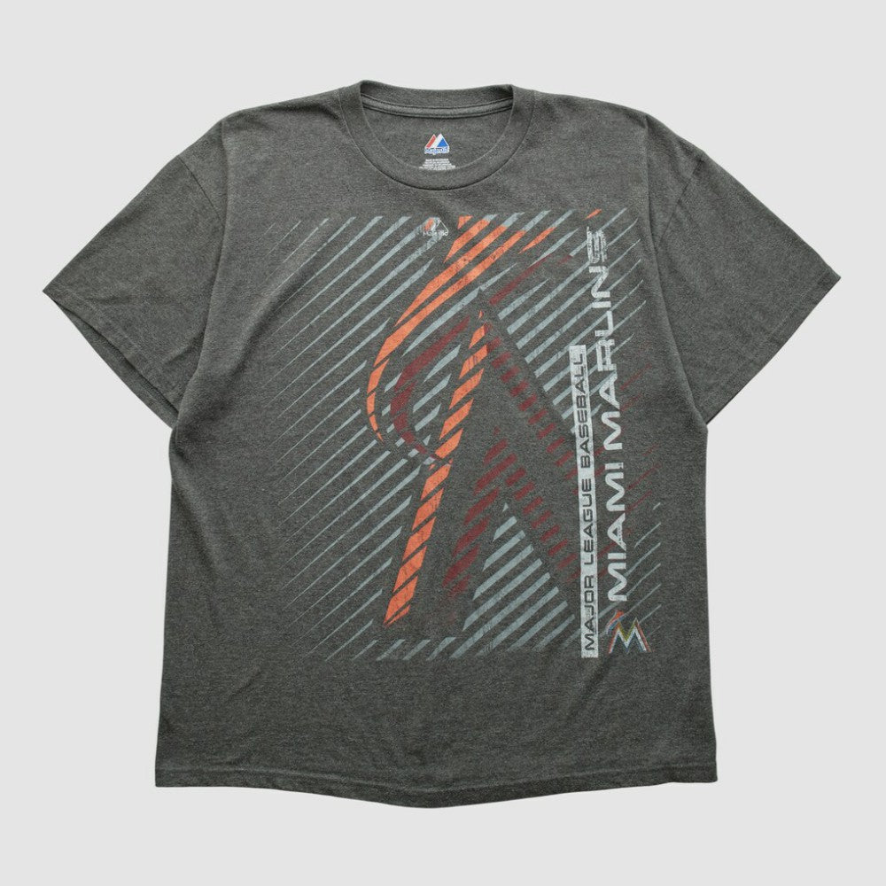 Miami Marlins Majestic 2000s T-shirt - Dark Heather Gray - M by Fanatics Real Vintage T-shirts