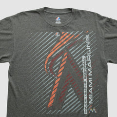 Miami Marlins Majestic 2000s T-shirt - Dark Heather Gray - M by Fanatics Real Vintage T-shirts