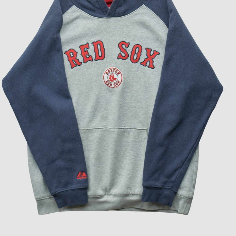 Boston Red Sox Majestic 2000s Hooded Pullover Sweatshirt - Heather Gray - XS by Fanatics Real Vintage Pullover