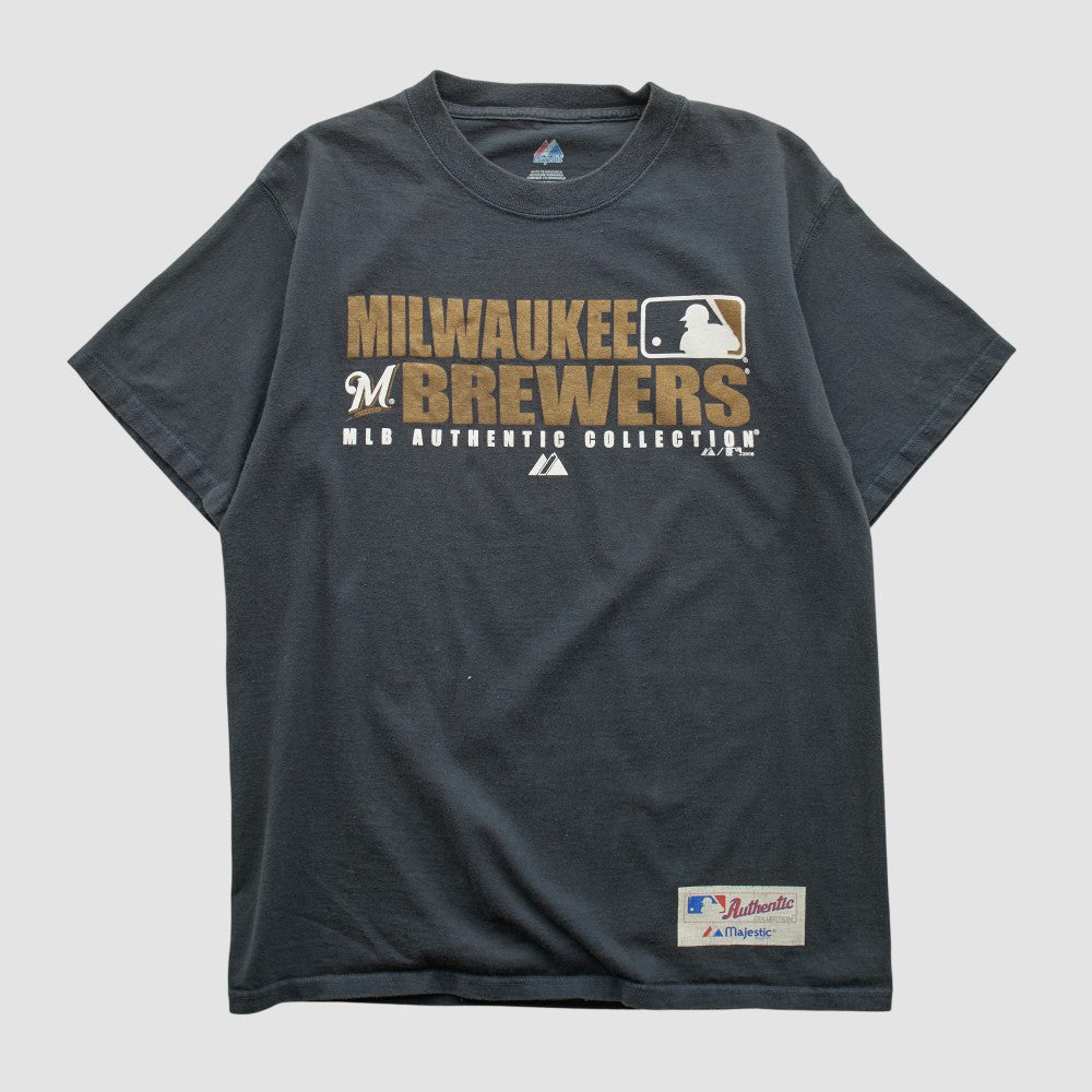 Milwaukee Brewers Majestic 2008 T-shirt - Black - S by Fanatics Real Vintage T-shirts