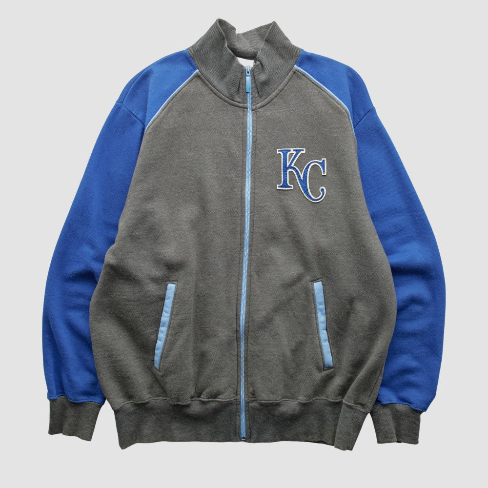 Kansas City Royals Majestic 2000s Full Zip Sweatshirt - Dark Heather Gray - M by Fanatics Real Vintage Sweatshirts