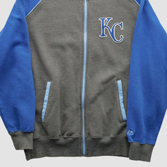 Kansas City Royals Majestic 2000s Full Zip Sweatshirt - Dark Heather Gray - M by Fanatics Real Vintage Sweatshirts
