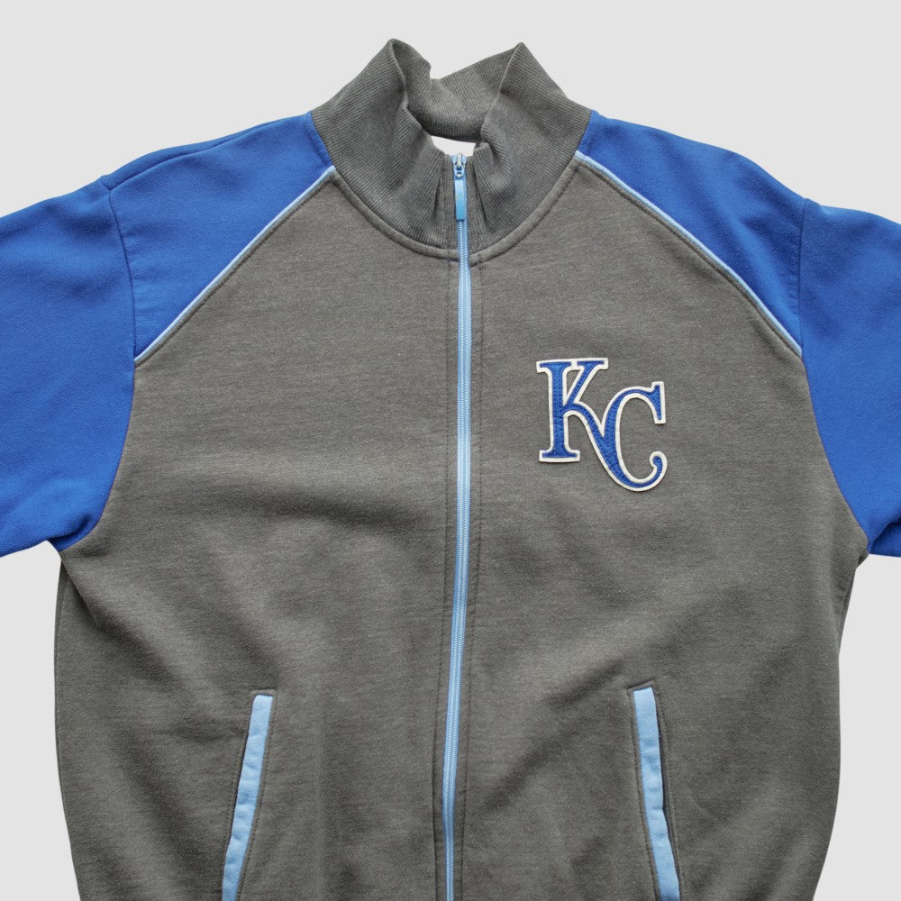 Kansas City Royals Majestic 2000s Full Zip Sweatshirt - Dark Heather Gray - M by Fanatics Real Vintage Sweatshirts