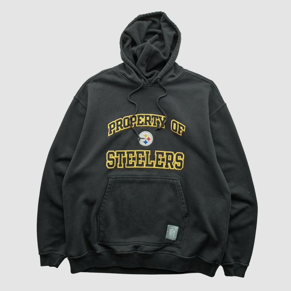 Pittsburgh Steelers Reebok 2000s Hooded Pullover Sweatshirt Black Vintage