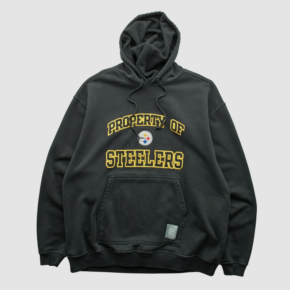 Pittsburgh Steelers Reebok 2000s Hooded Pullover Sweatshirt Black Vintage