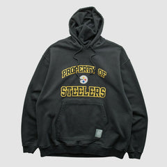 Pittsburgh Steelers Reebok 2000s Hooded Pullover Sweatshirt Black Vintage