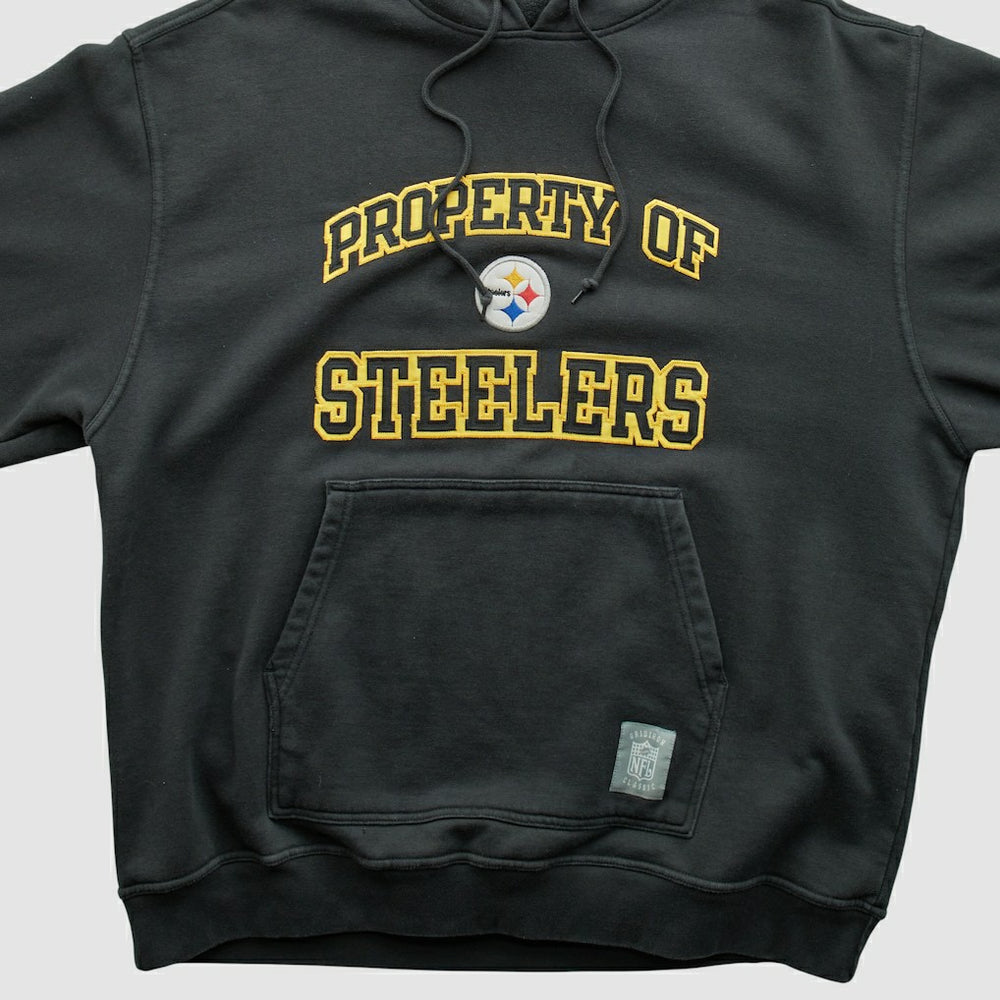 Pittsburgh Steelers Reebok 2000s Hooded Pullover Sweatshirt Black Vintage