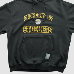 Pittsburgh Steelers Reebok 2000s Hooded Pullover Sweatshirt Black Vintage