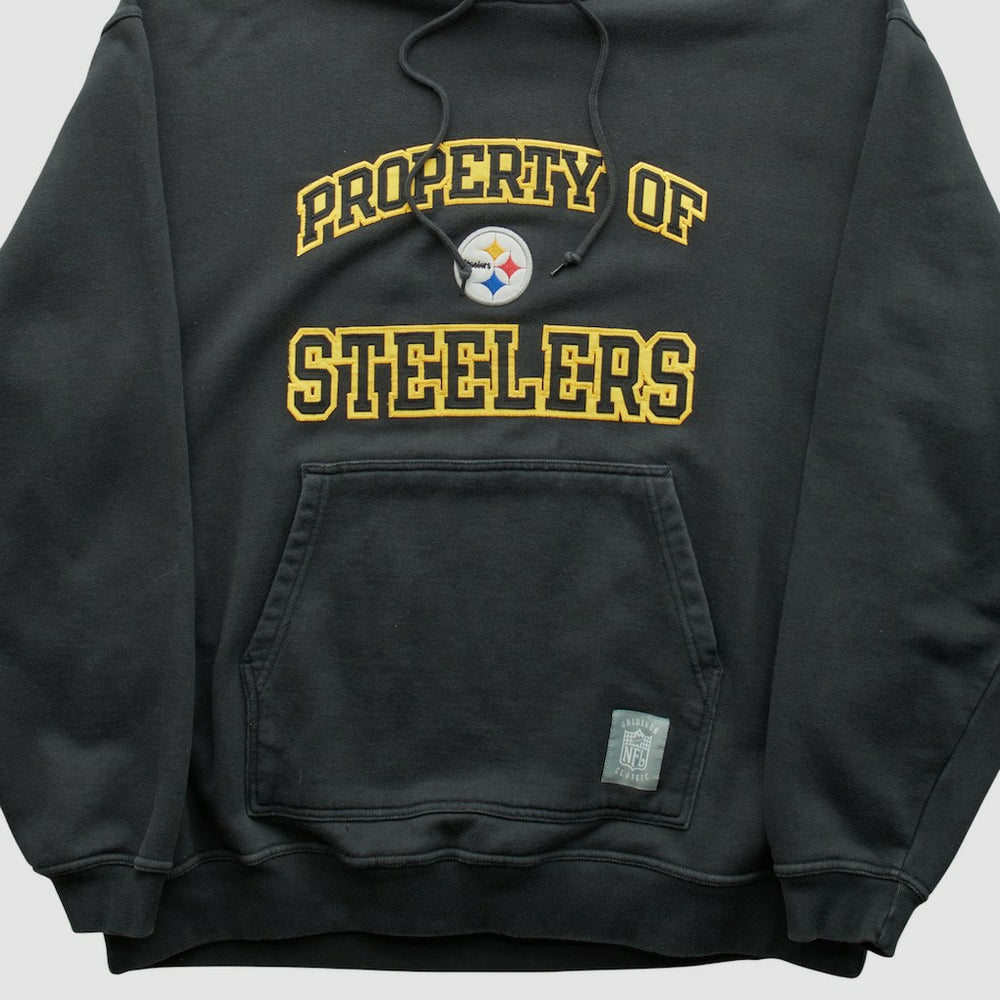 Pittsburgh Steelers Reebok 2000s Hooded Pullover Sweatshirt Black Vintage