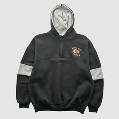 Kansas City Chiefs Dodger 90s Hooded 1/4 Zip Sweatshirt Black Vintage