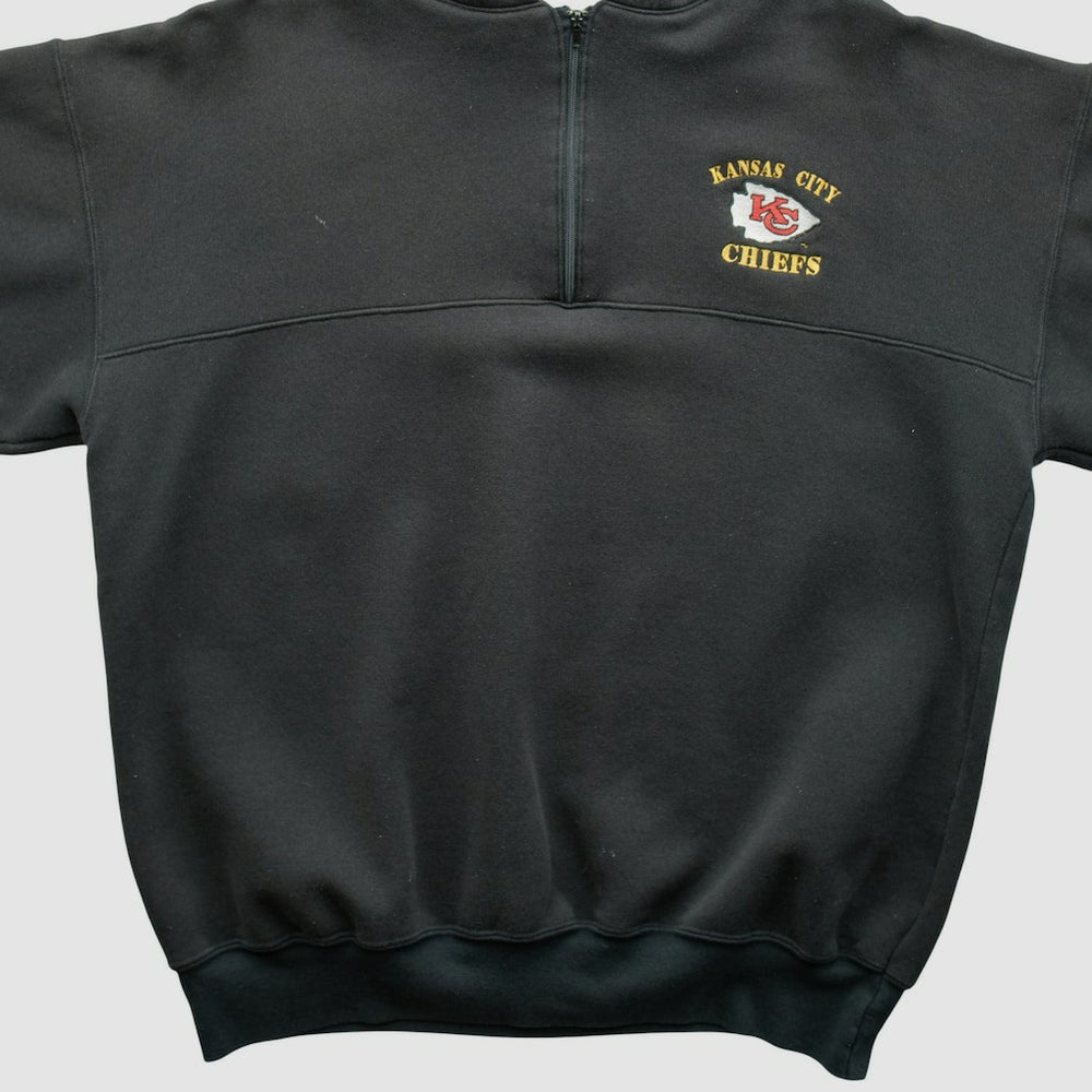 Kansas City Chiefs Dodger 90s Hooded 1/4 Zip Sweatshirt Black Vintage