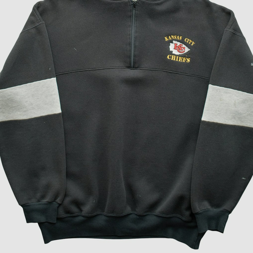 Kansas City Chiefs Dodger 90s Hooded 1/4 Zip Sweatshirt Black Vintage