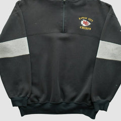 Kansas City Chiefs Dodger 90s Hooded 1/4 Zip Sweatshirt Black Vintage