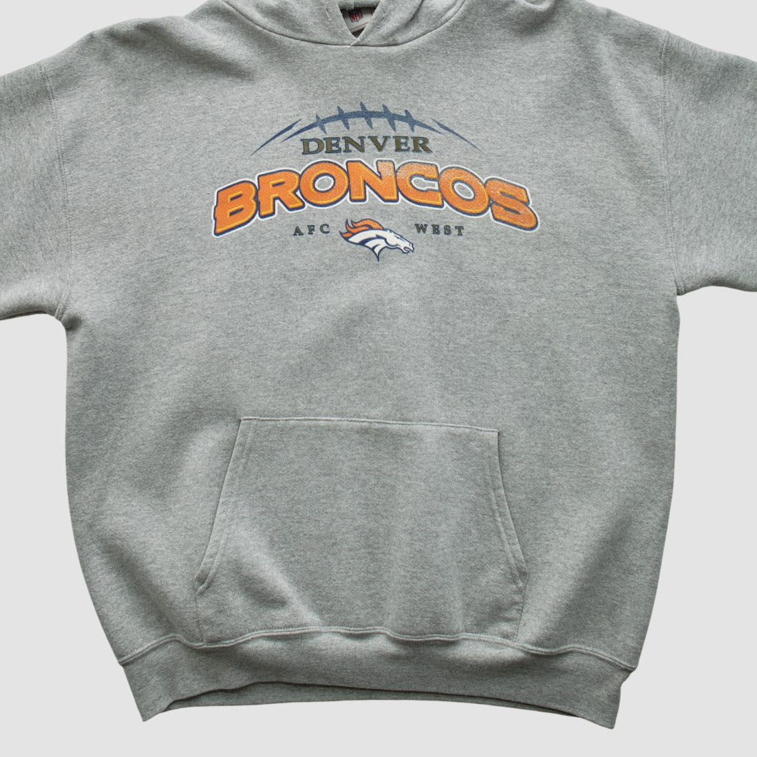 Denver Broncos NFL 2000s Hooded Pullover Sweatshirt Heather Gray Vintage