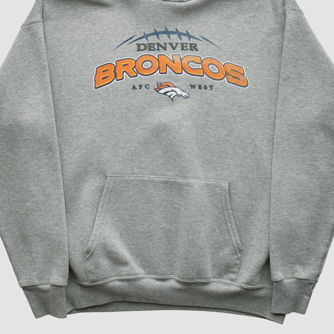 Denver Broncos NFL 2000s Hooded Pullover Sweatshirt Heather Gray Vintage