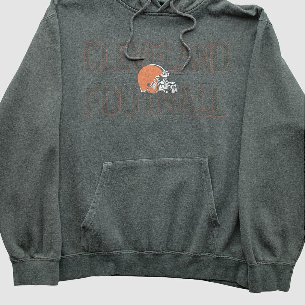 Cleveland Browns Majestic 2010s Hooded Pullover Sweatshirt Gray Vintage