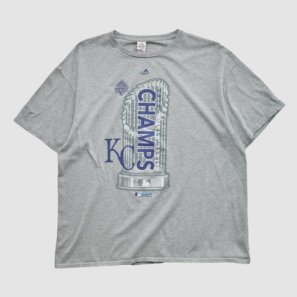 Kansas City Royals Majestic 2015 T-shirt - Heather Gray - L by Fanatics Real Vintage T-shirts