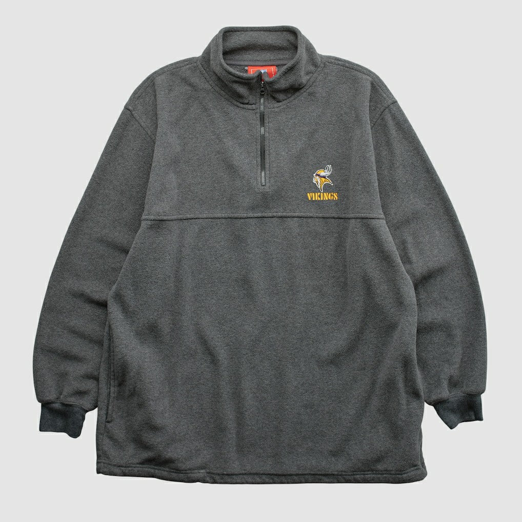 Minnesota Vikings NFL 2000s 1/4 Zip Sweatshirt Dark Heather Gray Vintage