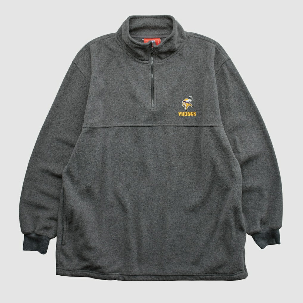 Minnesota Vikings NFL 2000s 1/4 Zip Sweatshirt Dark Heather Gray Vintage