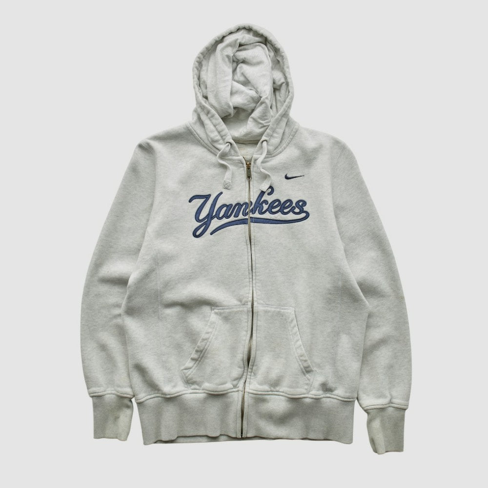 New York Yankees Nike 2000s Hooded Full Zip Sweatshirt - Heather Gray - XS by Fanatics Real Vintage Sweatshirts