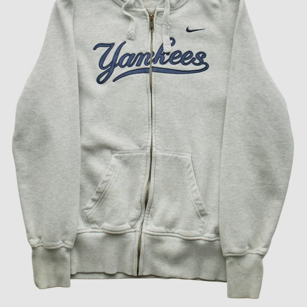 New York Yankees Nike 2000s Hooded Full Zip Sweatshirt - Heather Gray - XS by Fanatics Real Vintage Sweatshirts