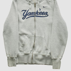 New York Yankees Nike 2000s Hooded Full Zip Sweatshirt - Heather Gray - XS by Fanatics Real Vintage Sweatshirts