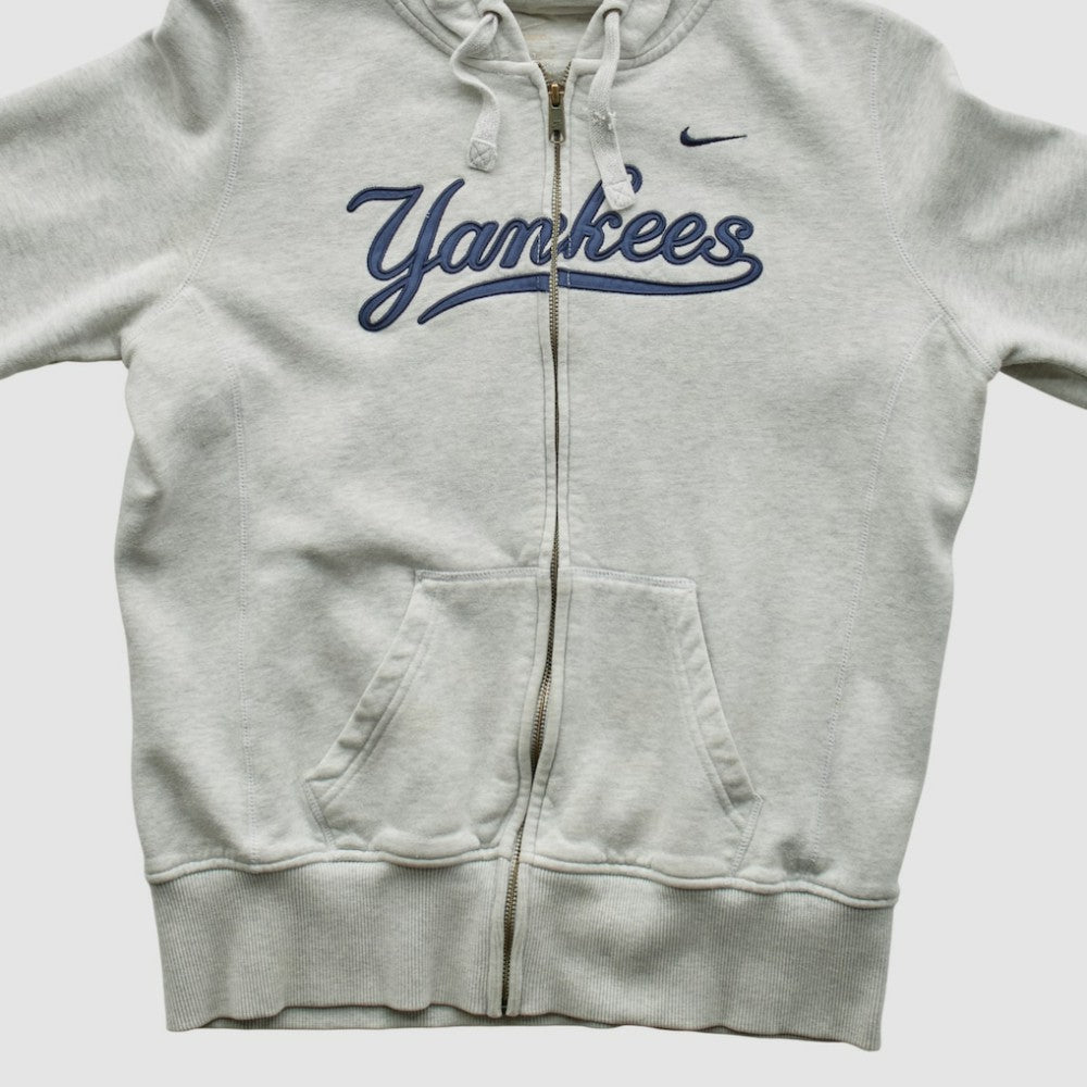 New York Yankees Nike 2000s Hooded Full Zip Sweatshirt - Heather Gray - XS by Fanatics Real Vintage Sweatshirts