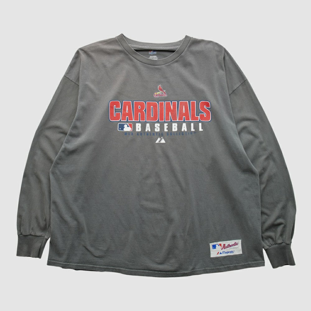 St. Louis Cardinals Majestic 2000s Long Sleeve T-shirt - Gray - 2XL by Fanatics Real Vintage T-shirts