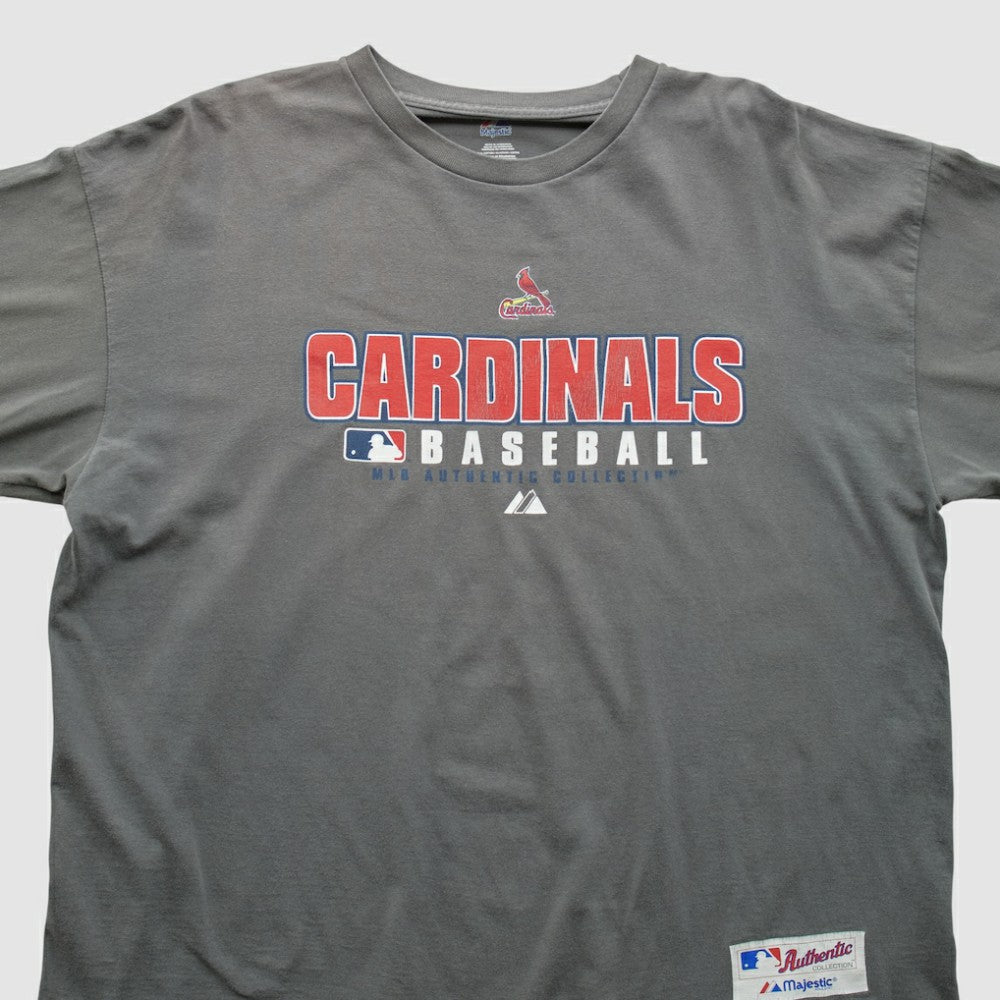 St. Louis Cardinals Majestic 2000s Long Sleeve T-shirt - Gray - 2XL by Fanatics Real Vintage T-shirts