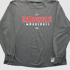St. Louis Cardinals Majestic 2000s Long Sleeve T-shirt - Gray - 2XL by Fanatics Real Vintage T-shirts