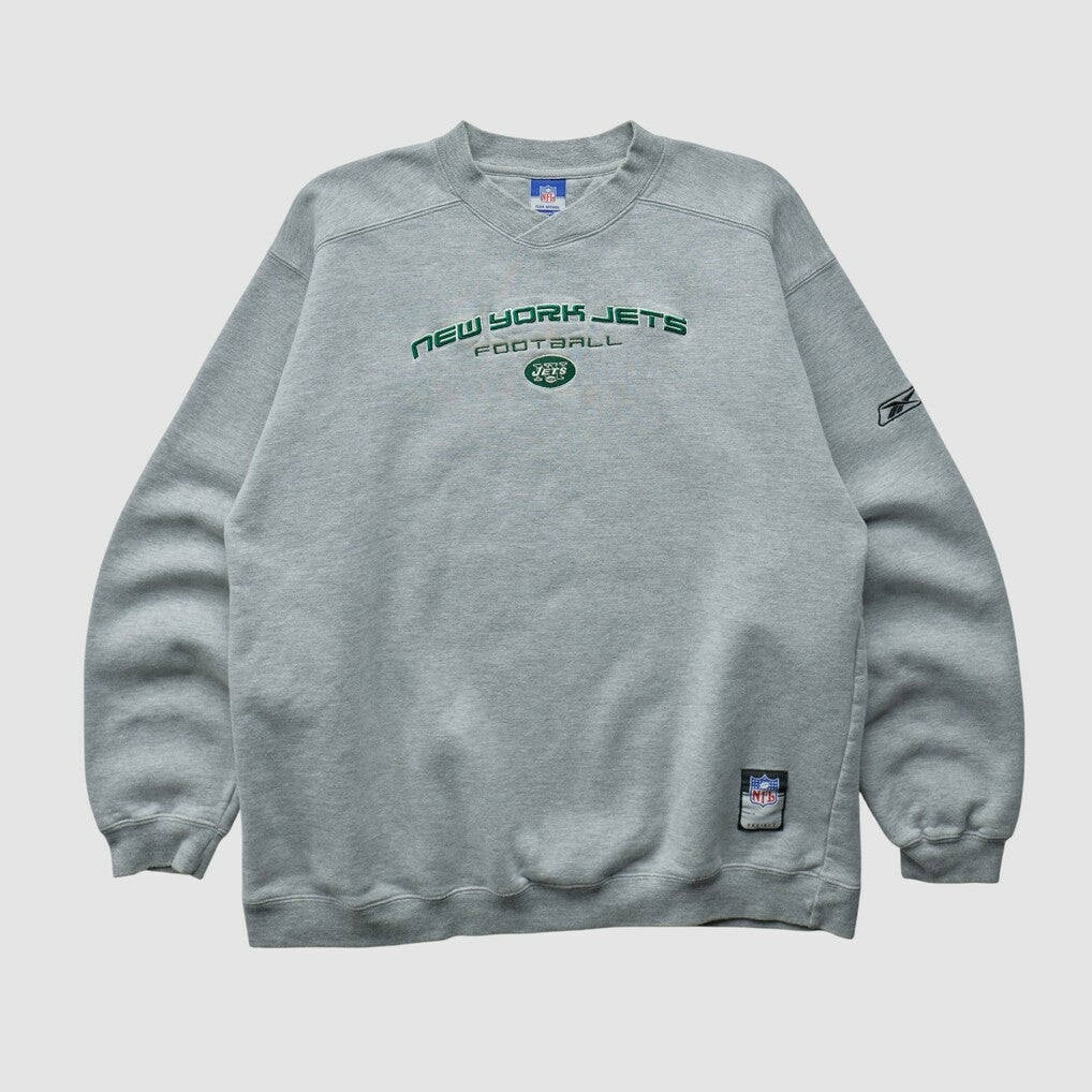 New York Jets Reebok 2000s Pullover Sweatshirt Heather Gray Vintage