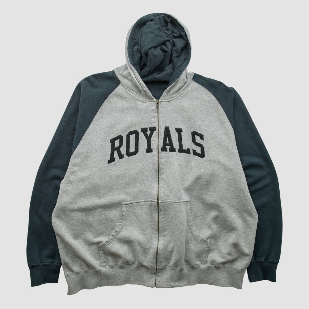 Kansas City Royals 2000s Hooded Full Zip Sweatshirt - Heather Gray - 2XL by Fanatics Real Vintage Sweatshirts
