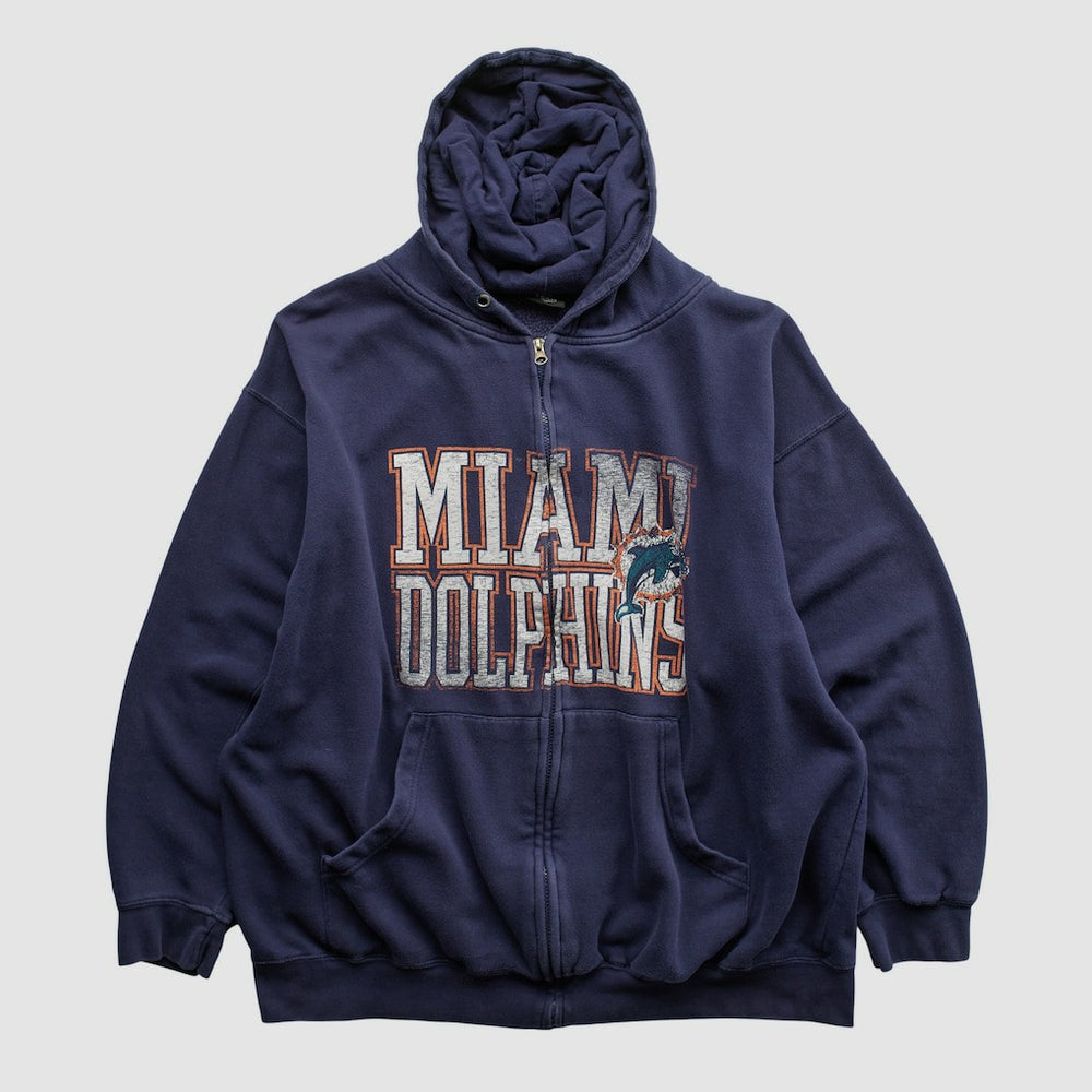 Miami Dolphins NFL 2010s Hooded Full Zip Sweatshirt Navy Vintage