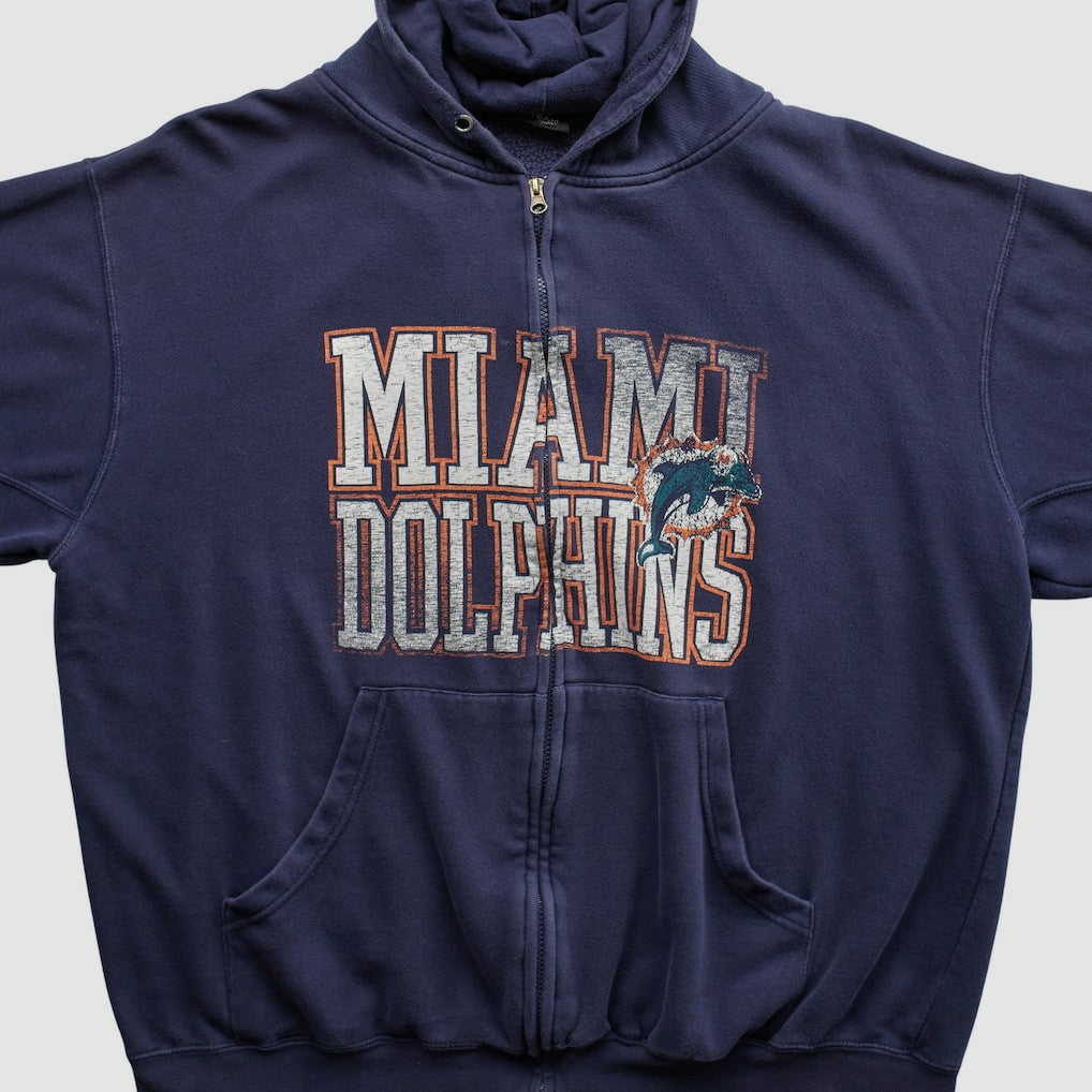 Miami Dolphins NFL 2010s Hooded Full Zip Sweatshirt Navy Vintage