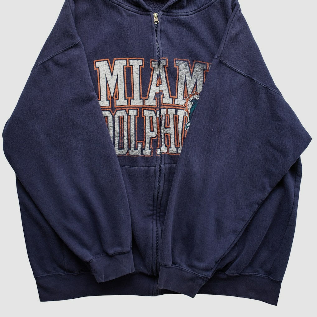Miami Dolphins NFL 2010s Hooded Full Zip Sweatshirt Navy Vintage