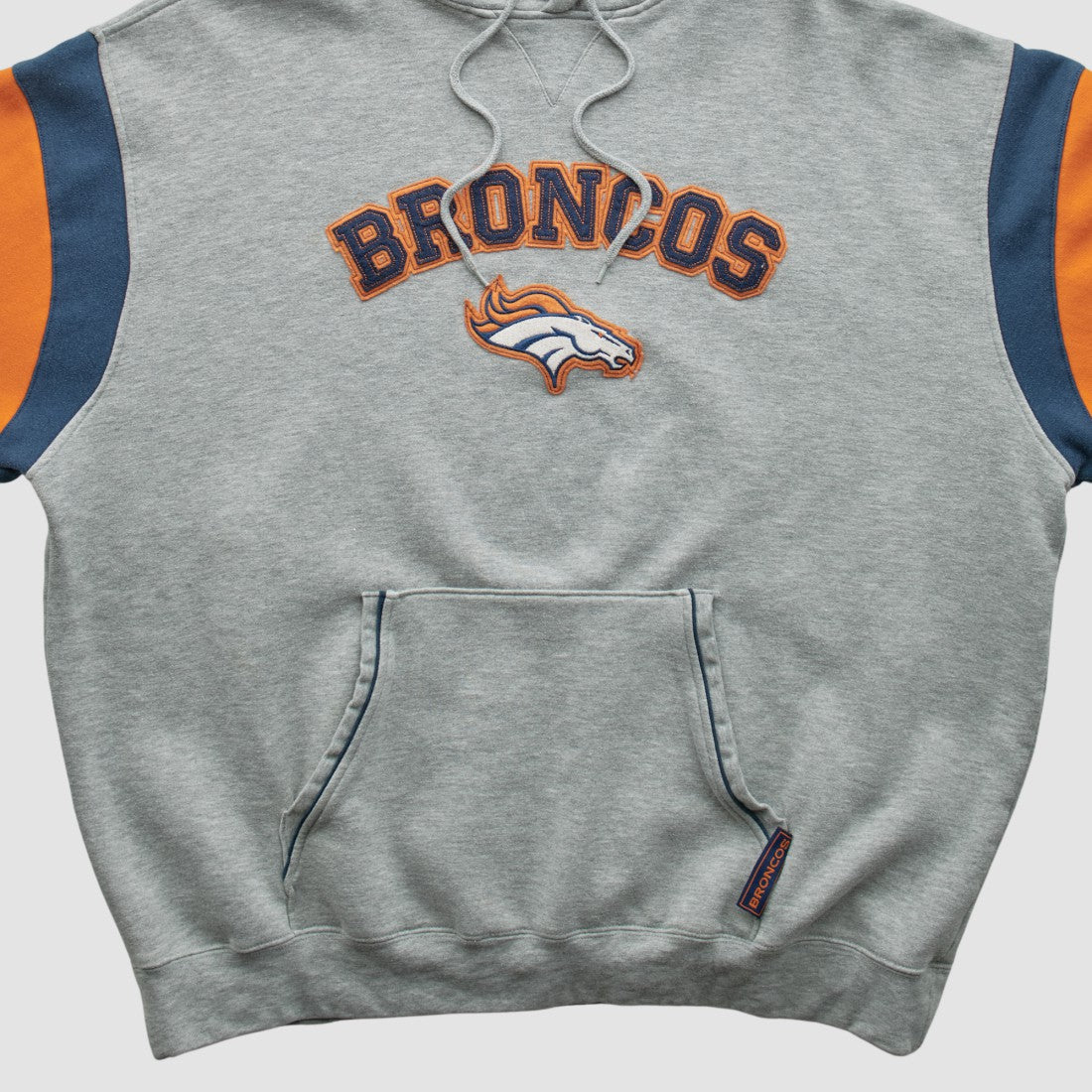 Denver Broncos NFL 2000s Hooded Pullover Sweatshirt Heather Gray Vintage