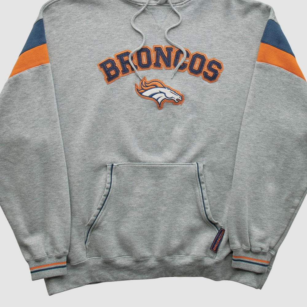 Denver Broncos NFL 2000s Hooded Pullover Sweatshirt Heather Gray Vintage