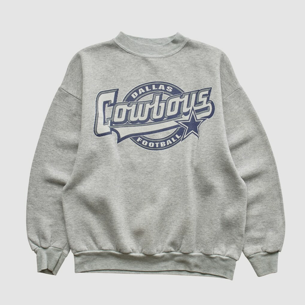Dallas Cowboys Logo 7 90s Pullover Sweatshirt Heather Gray Vintage