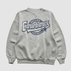Dallas Cowboys Logo 7 90s Pullover Sweatshirt Heather Gray Vintage