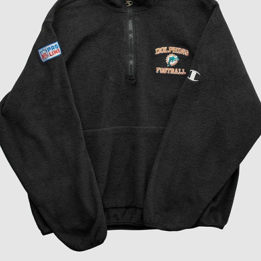 Miami Dolphins Champion 2000s 1/4 Zip Sweatshirt Black Vintage