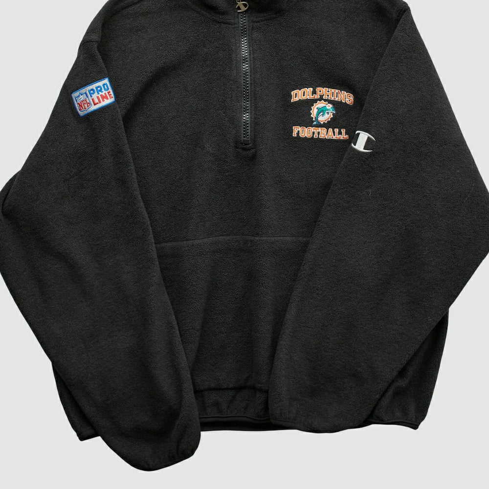 Miami Dolphins Champion 2000s 1/4 Zip Sweatshirt Black Vintage