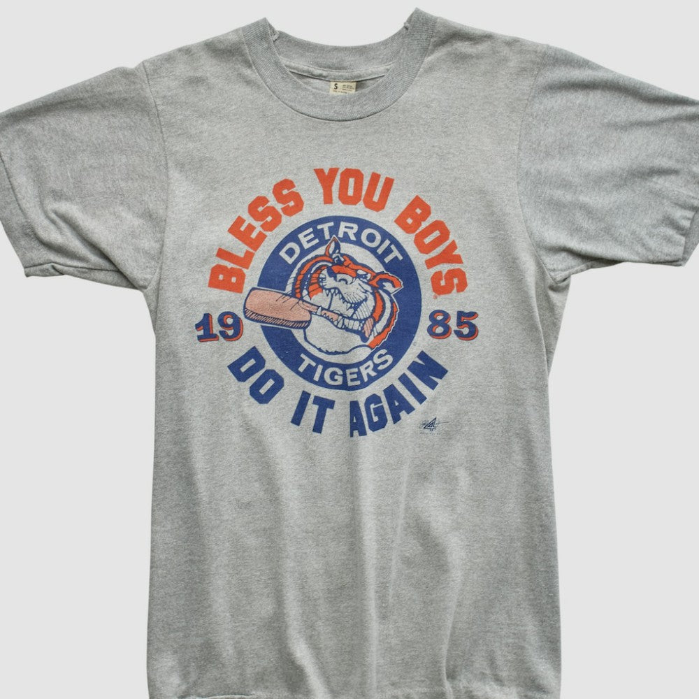 Detroit Tigers Screen Stars 1985 T-shirt - Heather Gray - Yth M by Fanatics Real Vintage T-shirts